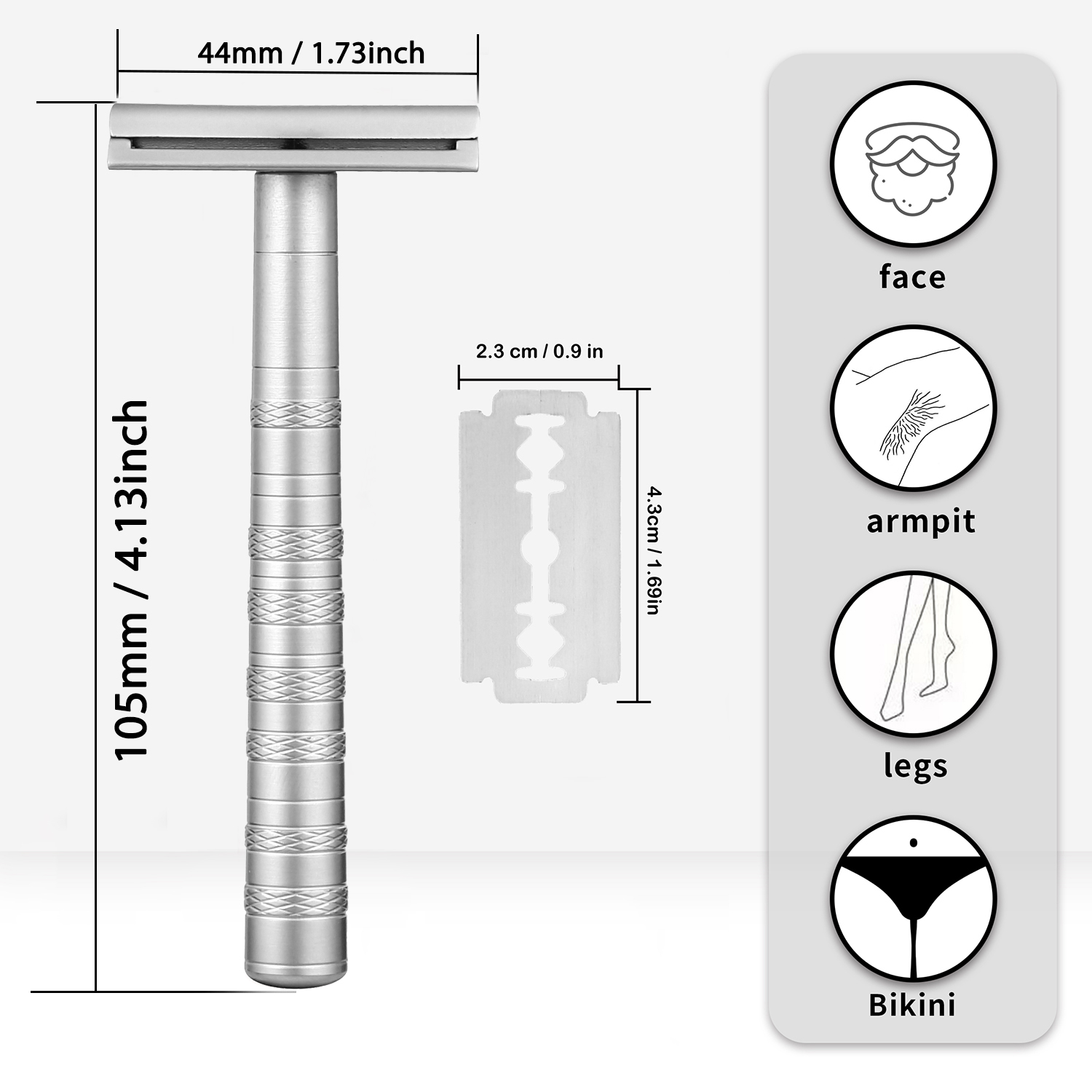 Stainless Steel Double Edge Safety Razor with 5 Spare Blades 30° Angled Precision Reusable Single Blade Razors for Men and Women
