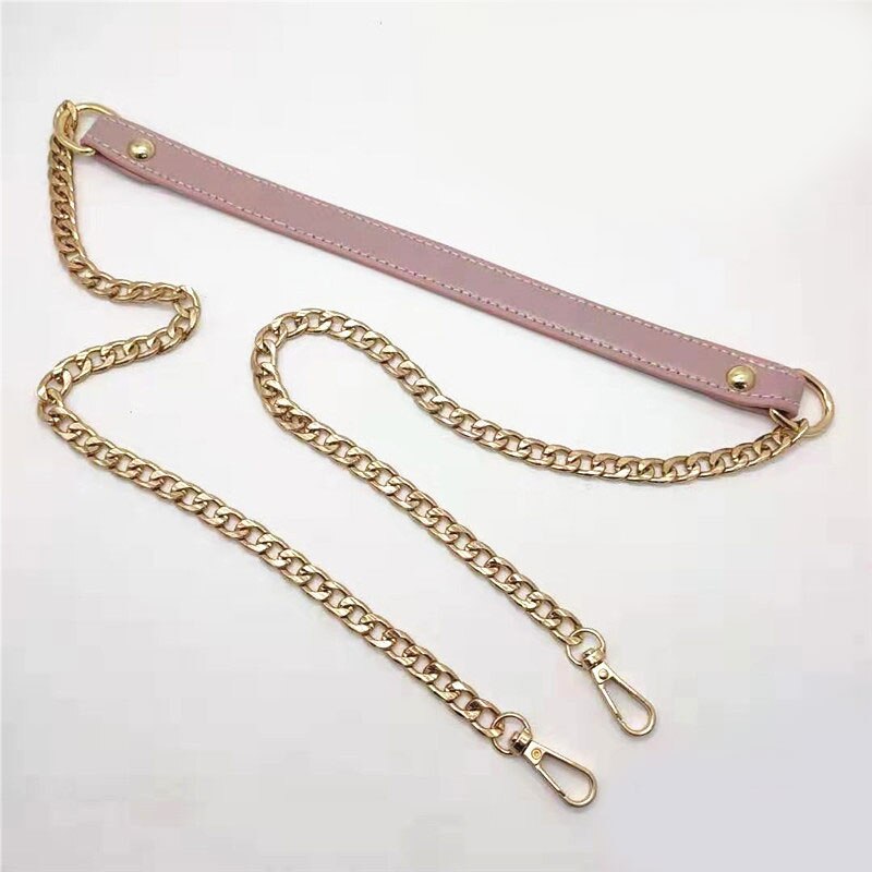 120cm pu metal kæde til skuldertasker pung håndtaske spænde håndtag diy bælte til taske rem tilbehør hardware jern kæde: Lyserød