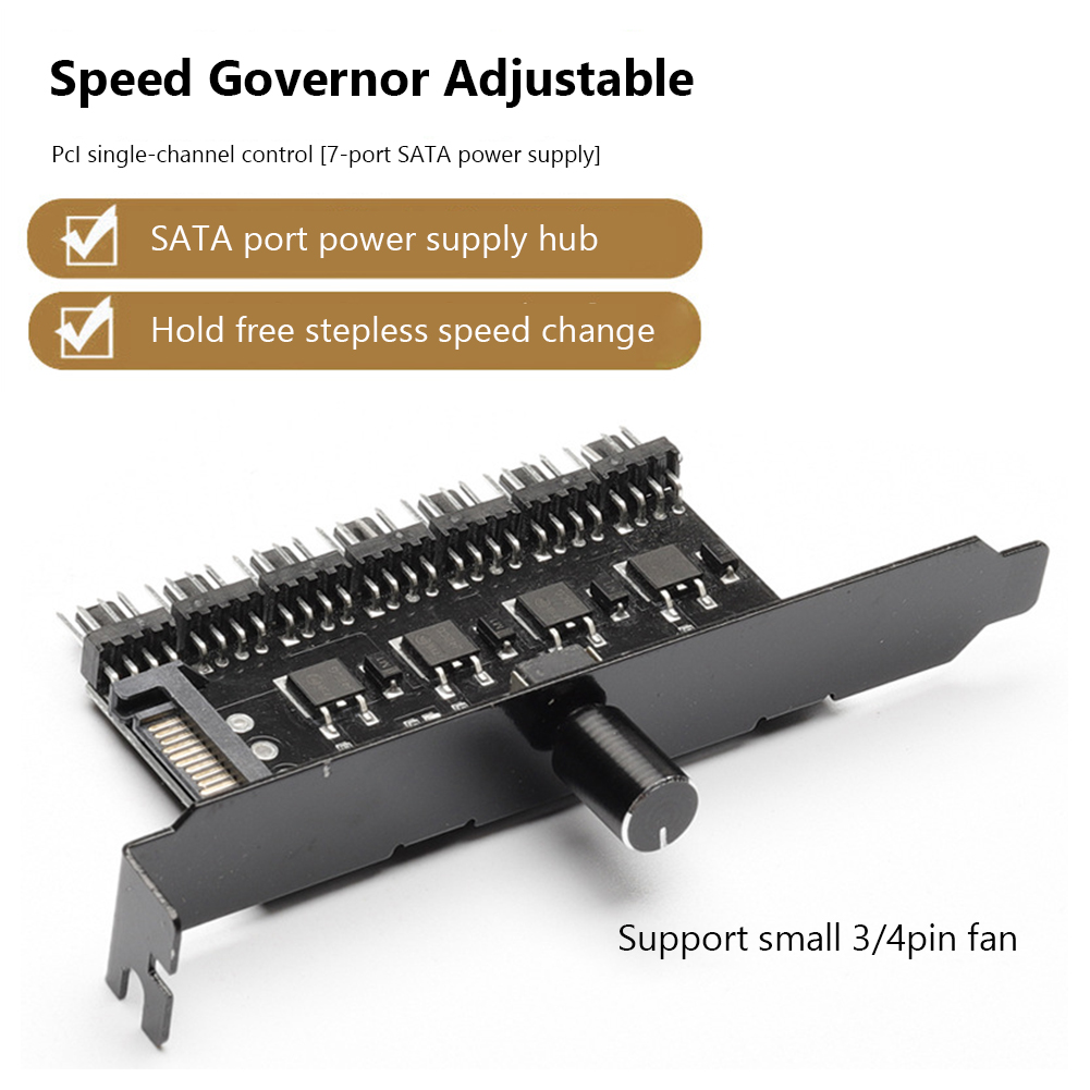 12V 4Pin 3Pin Speed Controller Knob 1 to 7 Way Universal Computer Regulator PC Case Cooling Fan Hub SATA Chassis Regulator