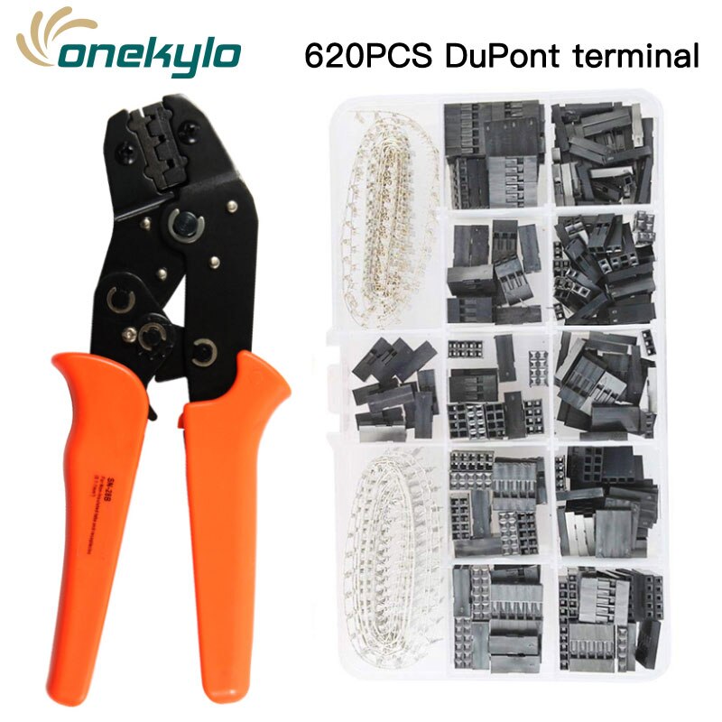 SN-28B Terminal Crimping Tools Set DuPont Crimper 23-17AWG 620pcs 2.54mm Male Female Pin Header Connector Wire Housing Kit: Default Title