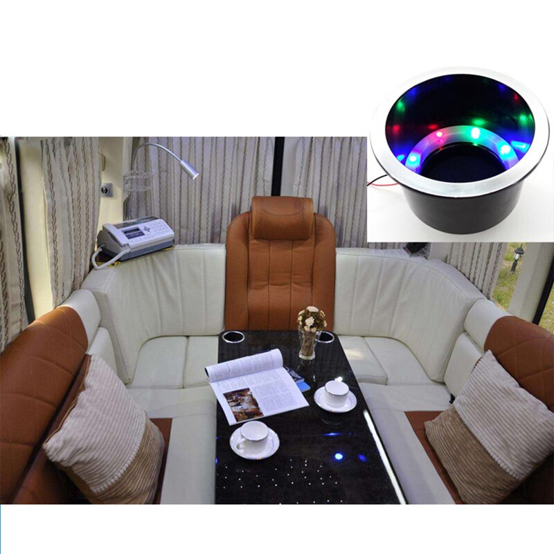 Plastic Recessed Drinks Holder with LED Light Beverage Cup Stand for 12V Marine Boat Yacht RV Motorhome