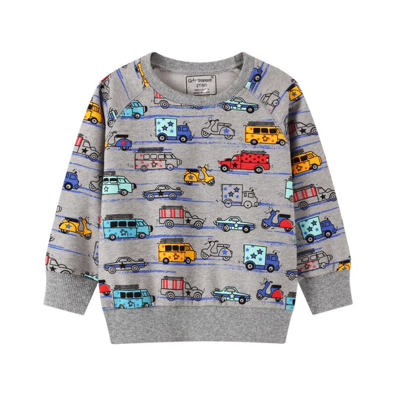 Meninos sweatshirts carro dos desenhos animados meninos camisolas para crianças pequenas hoodies roupas outono crianças camisas de manga longa algodão