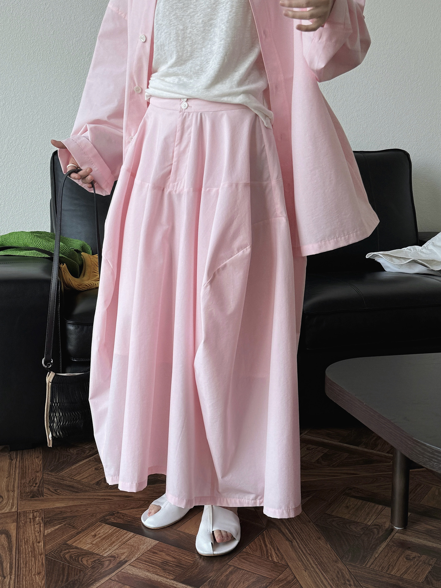 Lässiger, einfarbiger, lockerer Rock mit hoher Taille für Damen im Frühling und Sommer: L / Rosa