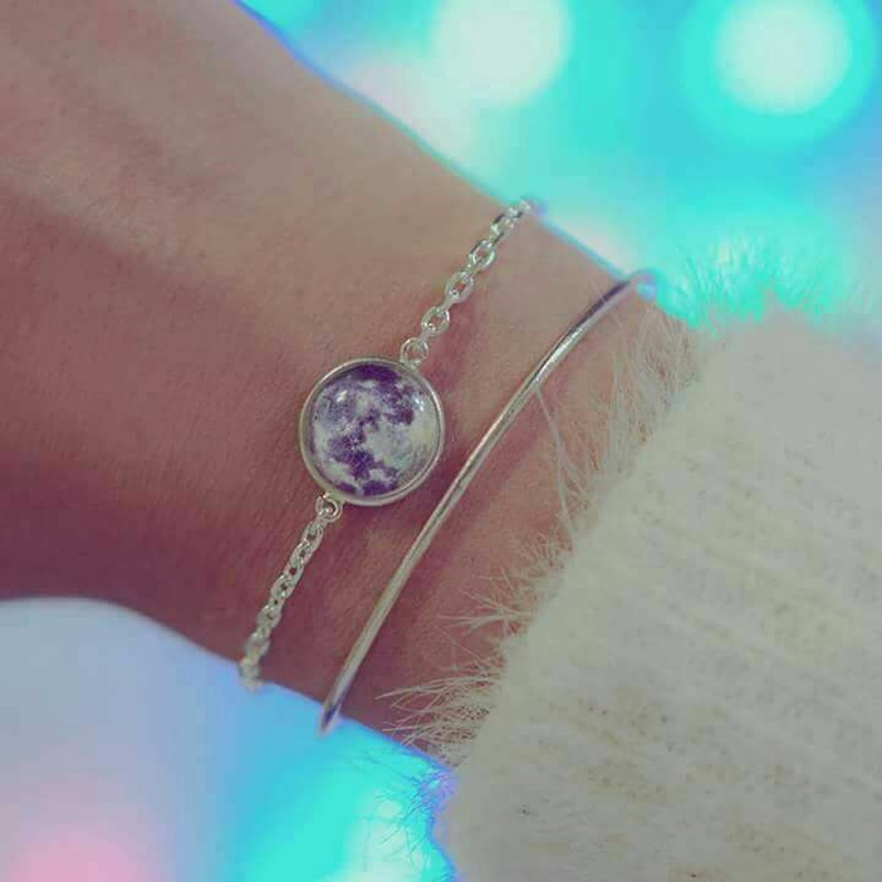 Bracelet lune naissance lueur dans la lune sombre Phase argent chaîne Bracelet brillant anniversaire lune bijoux lunaire Phase Bracelets charme