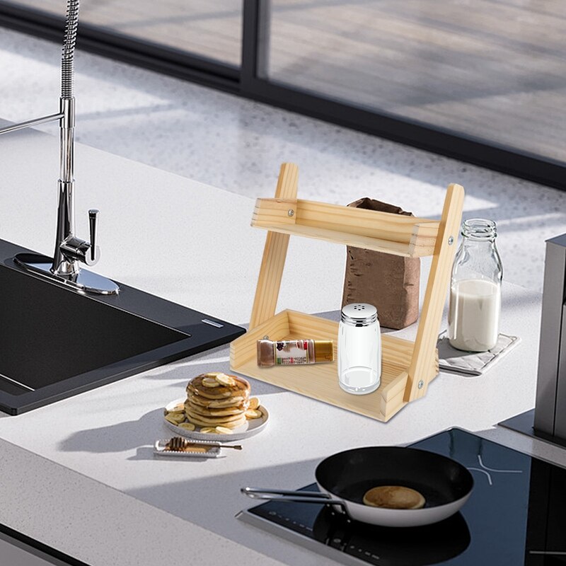 Hout Kruidenrek Keuken Multifunctionele Aanrecht Kruiden Opbergdoos Rack Multi-layer Kruiderij Holder Retail
