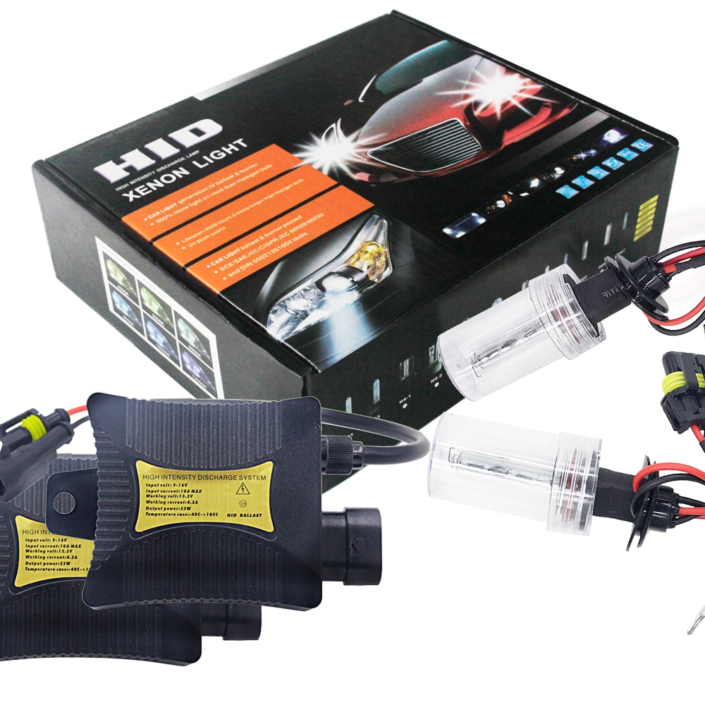 1 sæt  dc12v 55w xenon lampe  h8 h9 h11 hid xenon kit 4300k 5000k 6000k 8000k 10000k 12000k xenon  h11 bilpære hid pære sæt