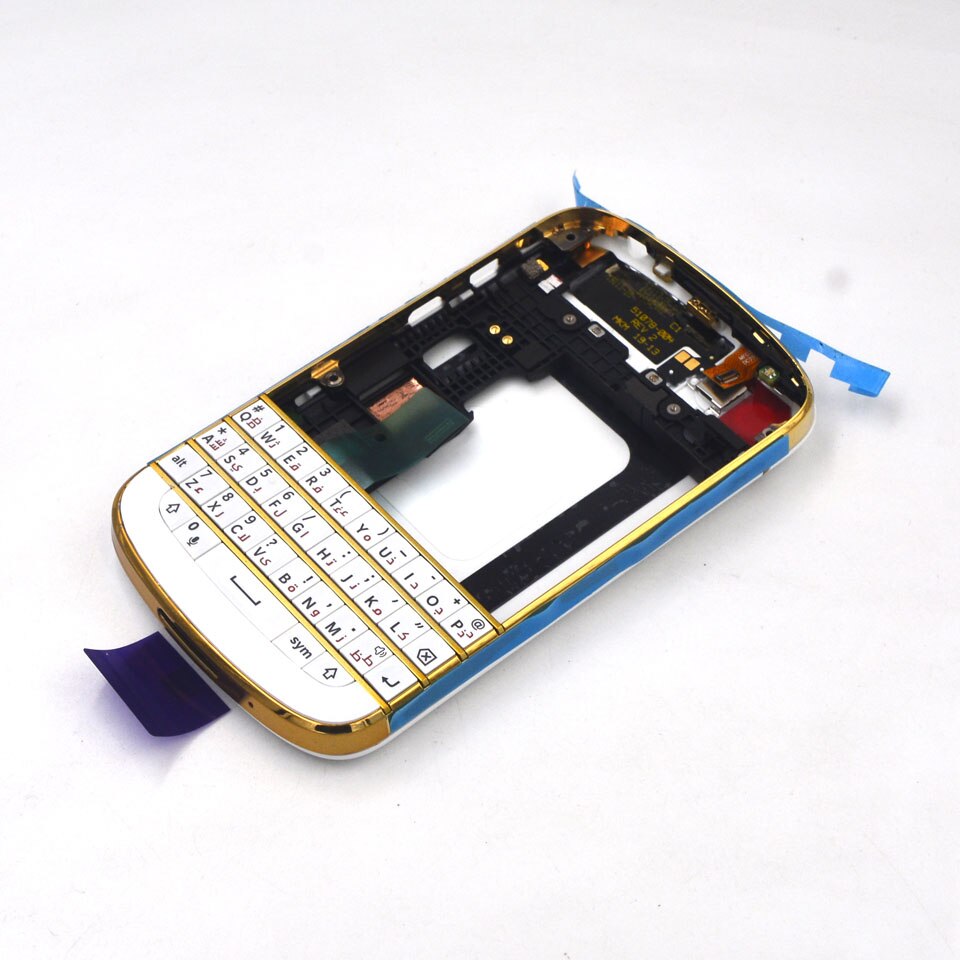Voor blackberry  q10 originele volledige complete mobiele telefoonbehuizing + frame cover case + russisch frans engels toetsenbord met flex: Goud arabisch