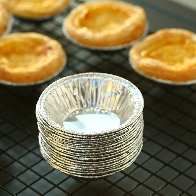 Moldes desechables de aluminio para tartas/tartas de 250 pulgadas, moldes para hornear Muffin Cupcake, vasos de papel de aluminio, 2,5 unids/paquete