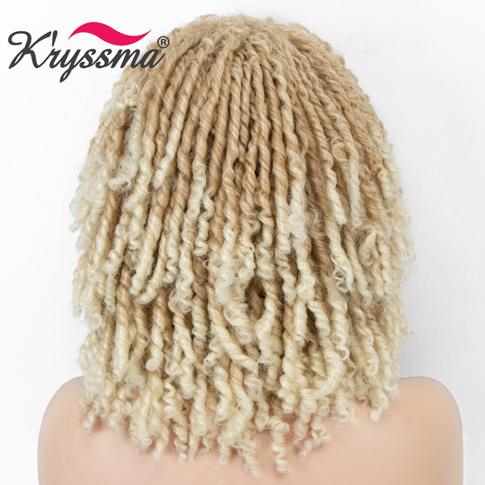 Dreadlock Krullend Pruik Afro Kinky Krullend Pruiken Voor Zwarte Vrouwen Ombre Blonde Synthetische Pruiken Gevlochten Pruiken Hittebestendige Vezel Haar pruik