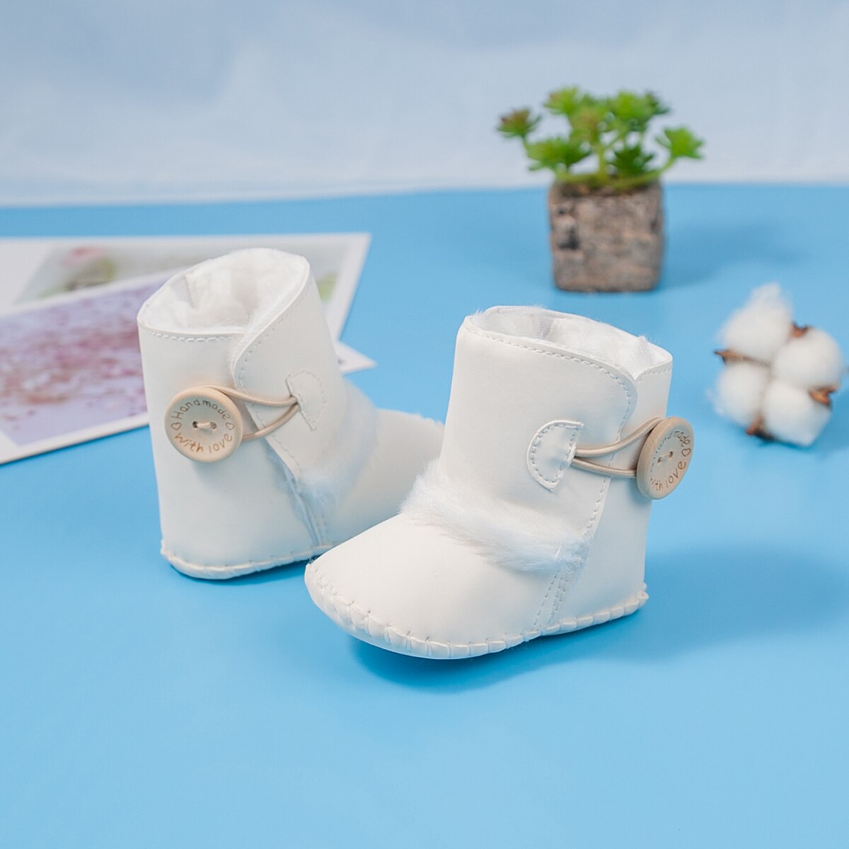 Baby Winter Knoppen Snowboots Warme Schoenen Anti-Slip Pluche Jongen Meisjes Enkellaarsjes Pasgeboren Baby Wieg Laarzen Zapatos bebe