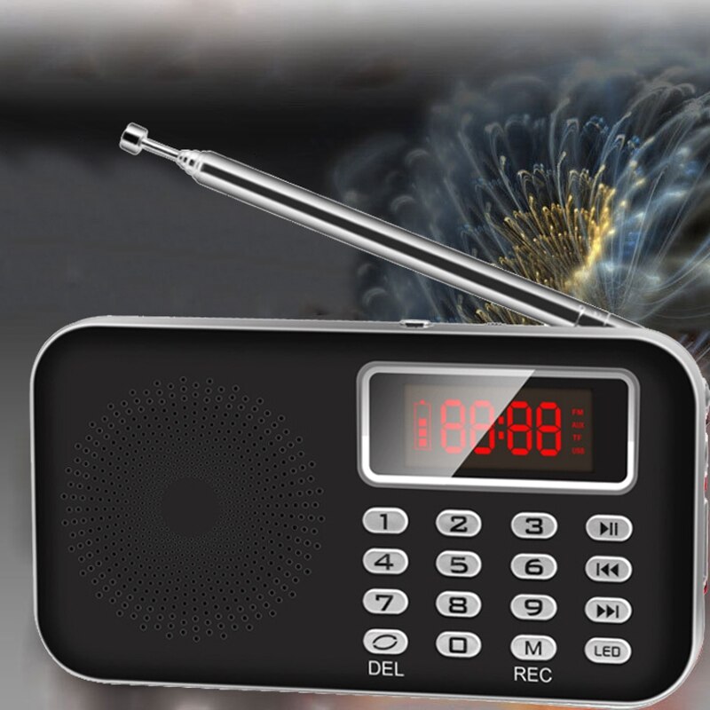 FM Radio Portatile Anziani Radio FM Schermo Digitale Multi-Funzione carta registratore