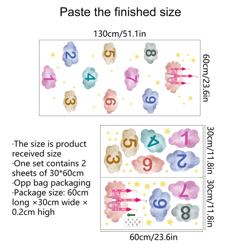 Kid Decor Rainbow Numbers Grid Children Wall Stickers Ground Stickers Floor Sticker Kids Kindergarte Game Decoration Home: zsz1409