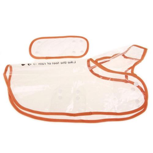 Pet Dog Puppy Waterproof Raincoat Jacket Rainwear Transparent Buttons Hood Coat: Orange L