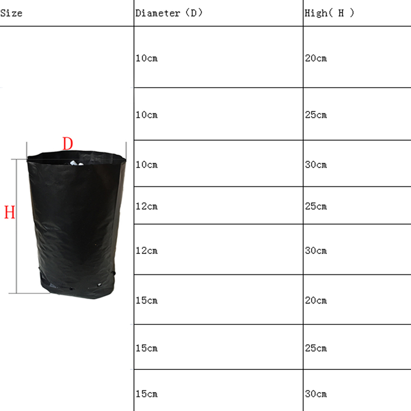 Bolsas de plástico para vivero de 100 piezas, con agujero transpirable, para cultivo de plantas, macetas de plántulas, jardinería, color negro, suministros de jardín