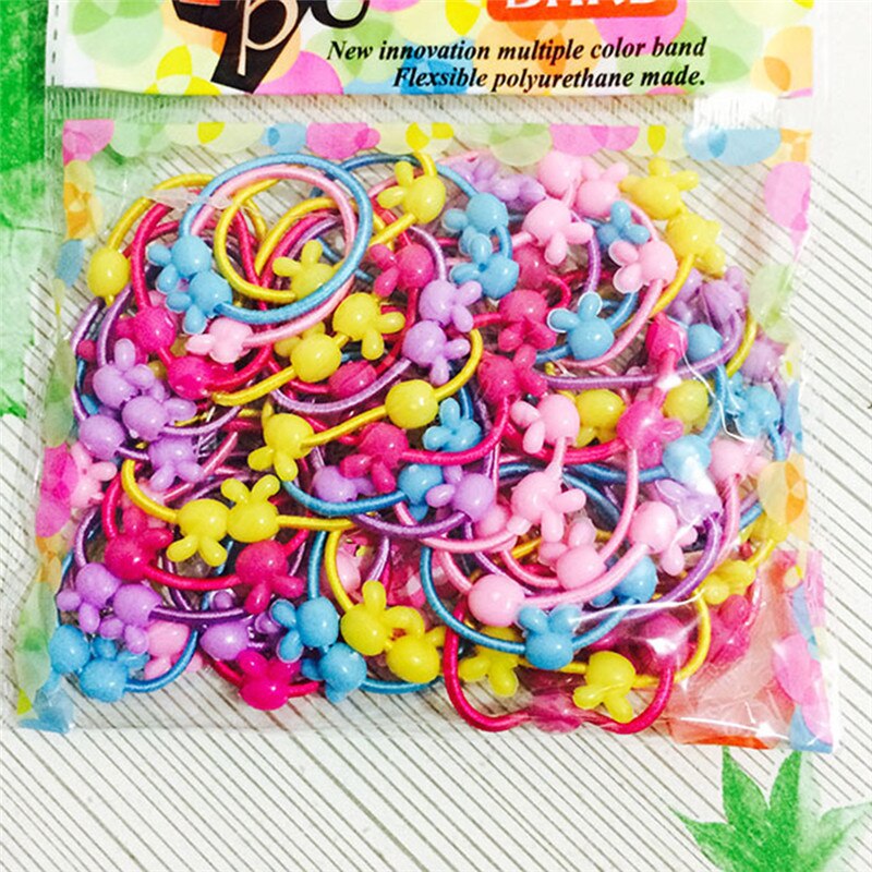 10-600PCS Cute Girls Colourful Ring Disposable Elastic Hair Bands Ponytail Holder Rubber Band Scrunchies Kids Hair Accessories: 10Pcs At Ramdon
