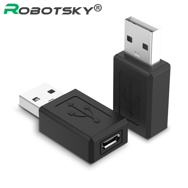 Robotsky 2Pcs USB Male to Micro USB Female Converter Phone Charge Data Transfer Adapter Connector for Samsung Huawei Xiaomi