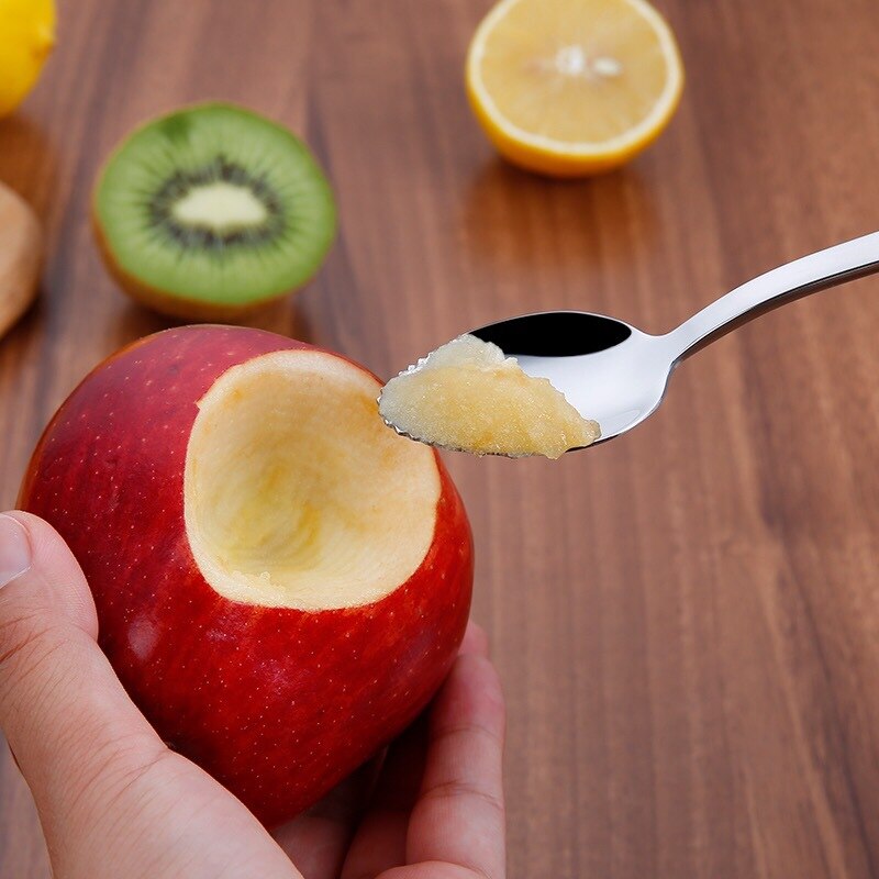 Tyk glat rustfrit stål grapefrugt ske dessert ske takket kant skåret frugt køkken gadget madlavning værktøjer