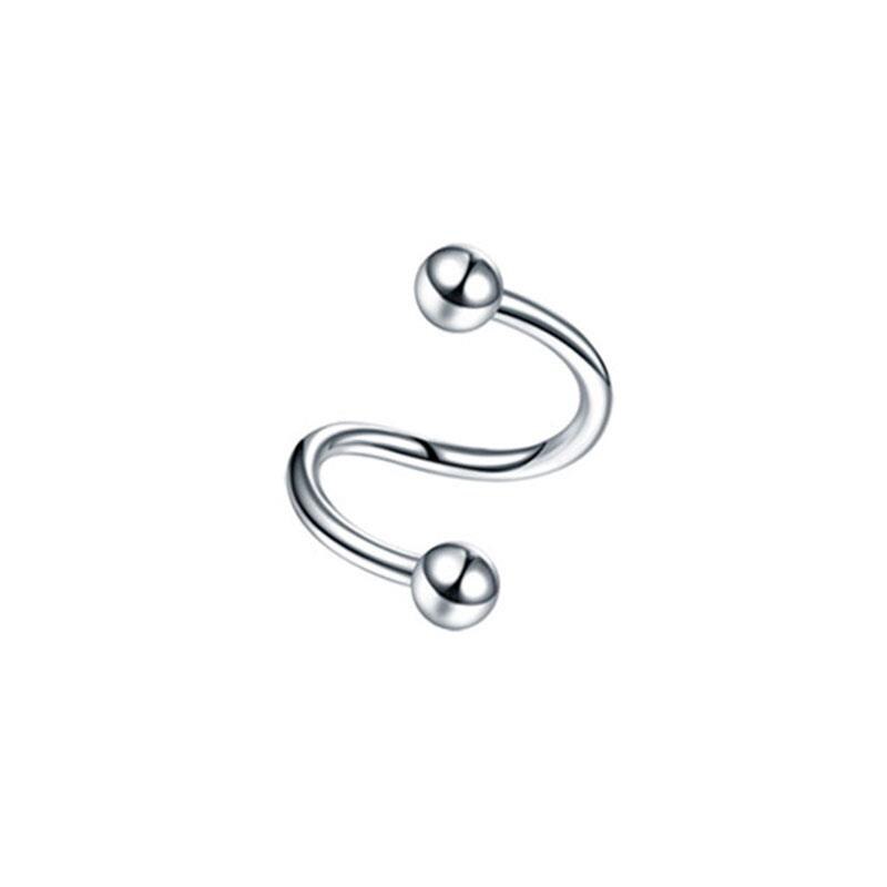 1/2 stücke S Form Nase Ring Edelstahl Bar Spirale Twister Tragus Ohr Piercing Helix Körper Schmuck Piercing ohr: silver spherical