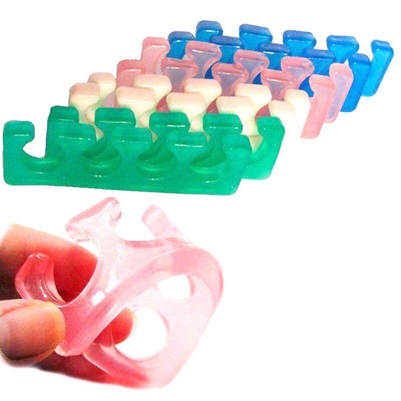 2 Stuks Silicone Soft Foam Toe Separator Finger Spacer Manicure Pedicure Nail Art Gereedschap Willekeurige Kleur