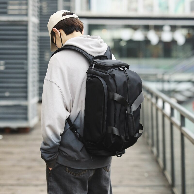 Multifunktionale Rucksack Nylon Wasserdicht lässig Gepäck Tasche Ich bin Freien Reise Rucksack Schulter Bote Sport Tasche: schwarz