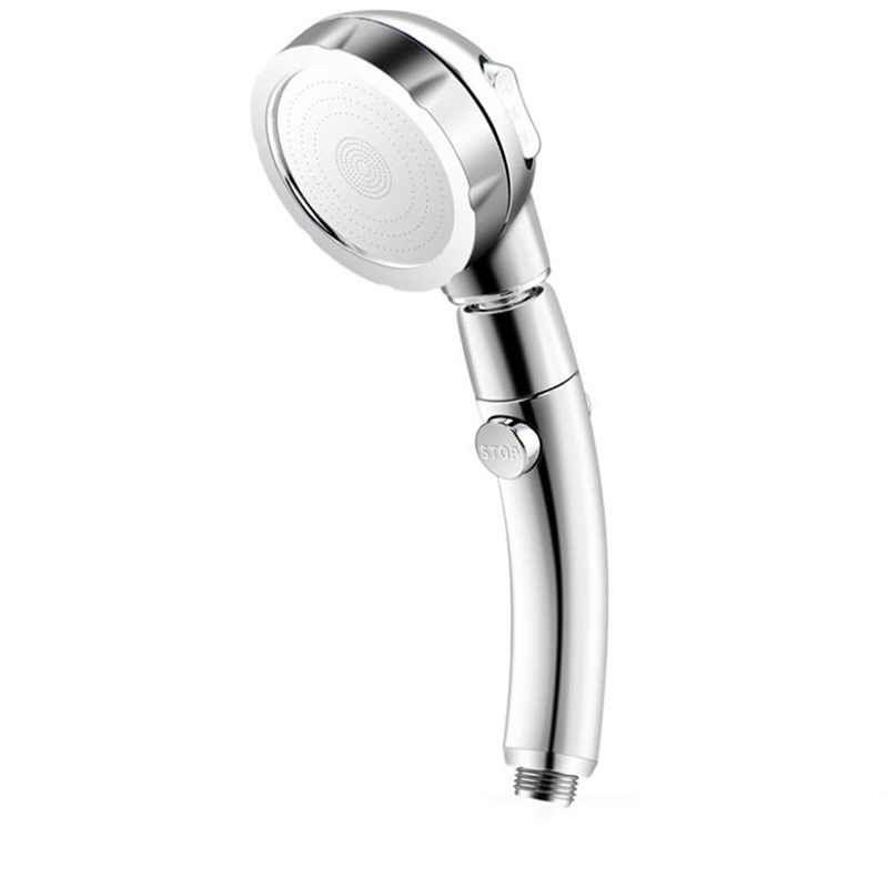 360 Degree Rotatable 3 Modes Shower Head With Water Control Button High-pressure Water-saving Rain Shower Watering Head: silver