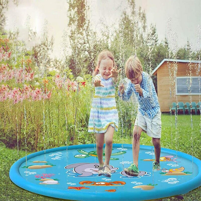 170cm Dolphin Water Spray Pad Children Outdoor Jet Water Pad Game Play Water Pad Lawn Game Pad Sprinkler Play Toy