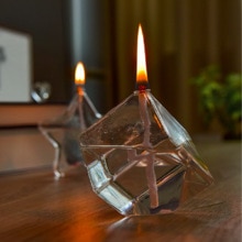Home Decoration Real Flame Hand Blown Decorative Table Glass Oil Lamp