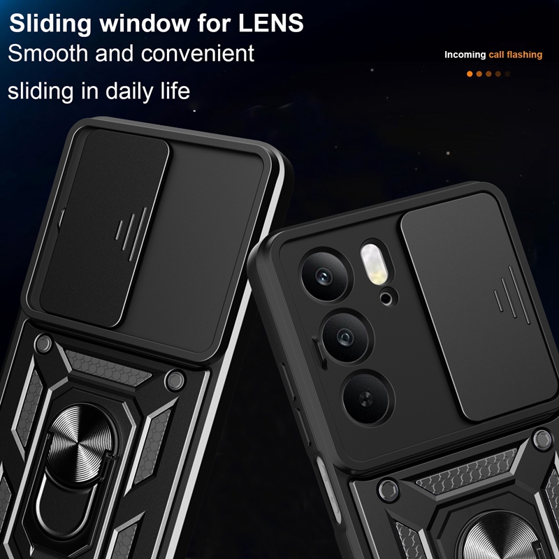 Magnetic Ring Holder Armor Case for OPPO Realme C75 C 75 RealmeC75 4G Slide Camera Protect Cover For Realme 14X 14 X Realme14X