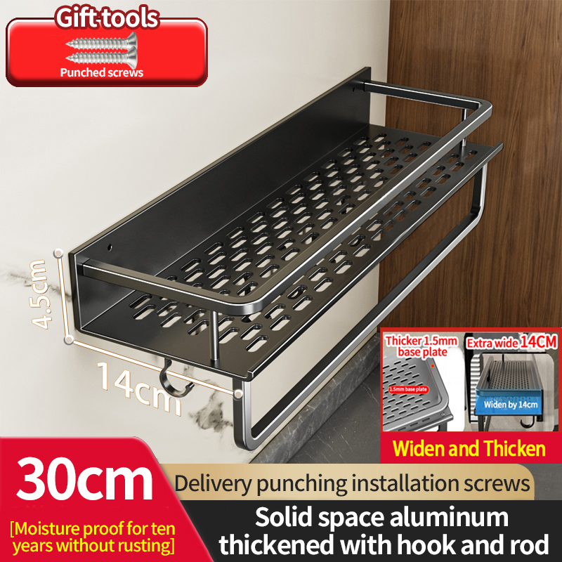 Support de salle de bain étagère de salle de bain espace de toilette en aluminium sans perceuse support suspendu organisateur de salle de bain accrocher au mur