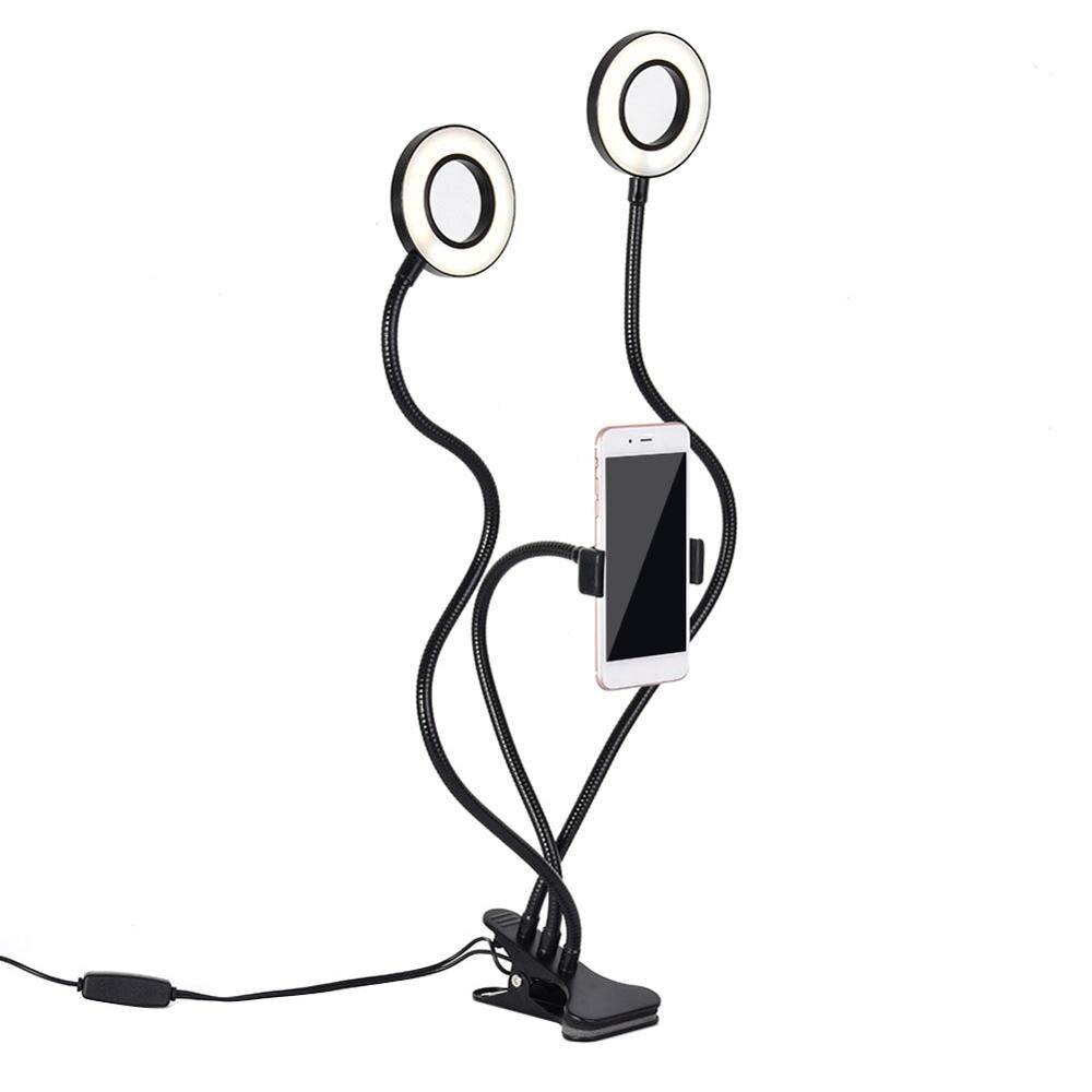 24 Led Multi-Positie Aanpassing Multifunctionele Mobiele Telefoon Clip Live Vullen Licht Desktop Rotatie Schoonheid Lamp 2-In-1 Lui Brack: Rood