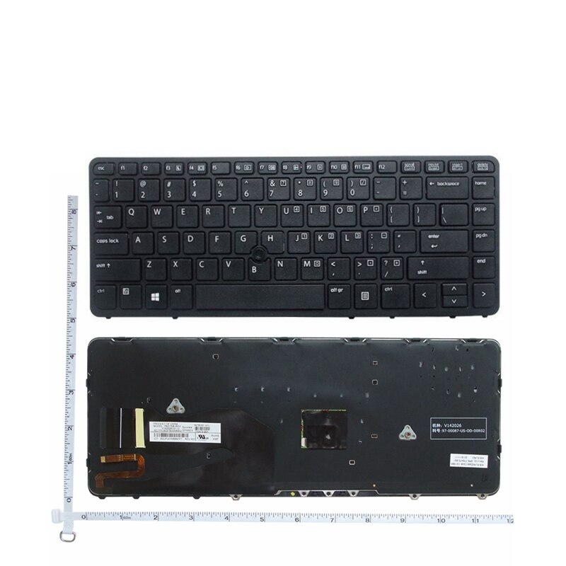 English Laptop Keyboard for HP EliteBook 840 G1 850 G1 ZBook 14 for HP 840 G2 US Silver backlight with pointing stick: black