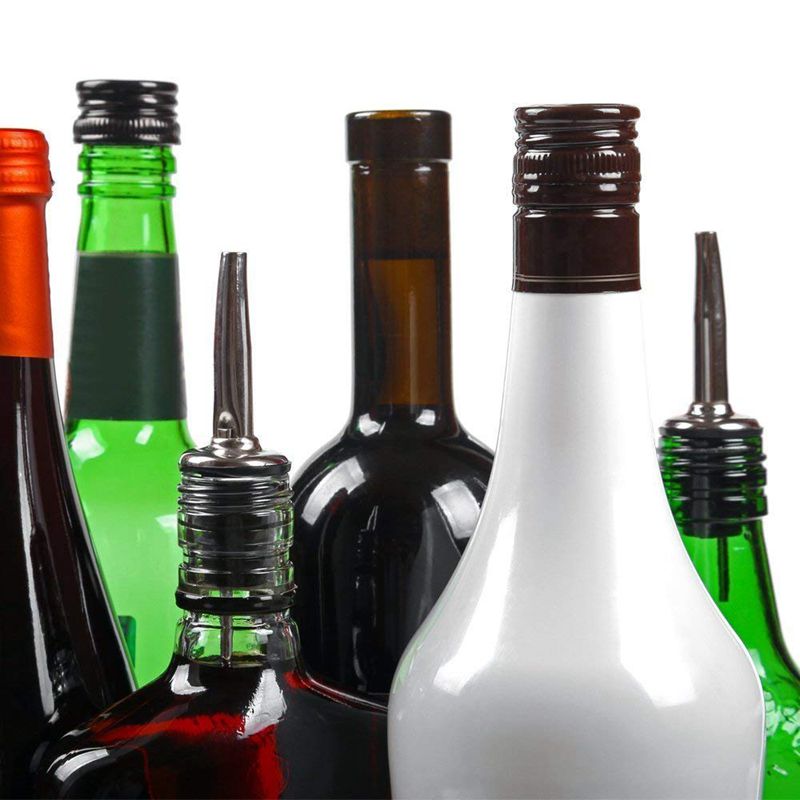 LBER 12Pcs Stainless Steel Spirit Bottle Speed Pourers Olive Oil Wine Pourer with Rubber Dust Caps