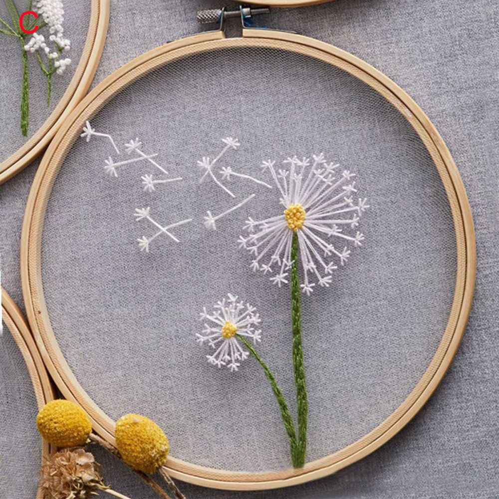 DIY Embroidery Flower Landscape Handwork Needlework for Beginner Cross Stitch kit Ribbon Painting Embroidery Hoop Home Decor: B-C