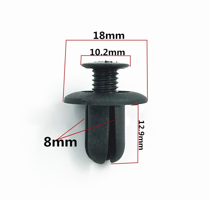 Iksnail auto støtfanger feste 6mm 8mm hulls nagleholder skyve motordeksel bildør trim panel klips fester for toyota 50 stk: 8mm