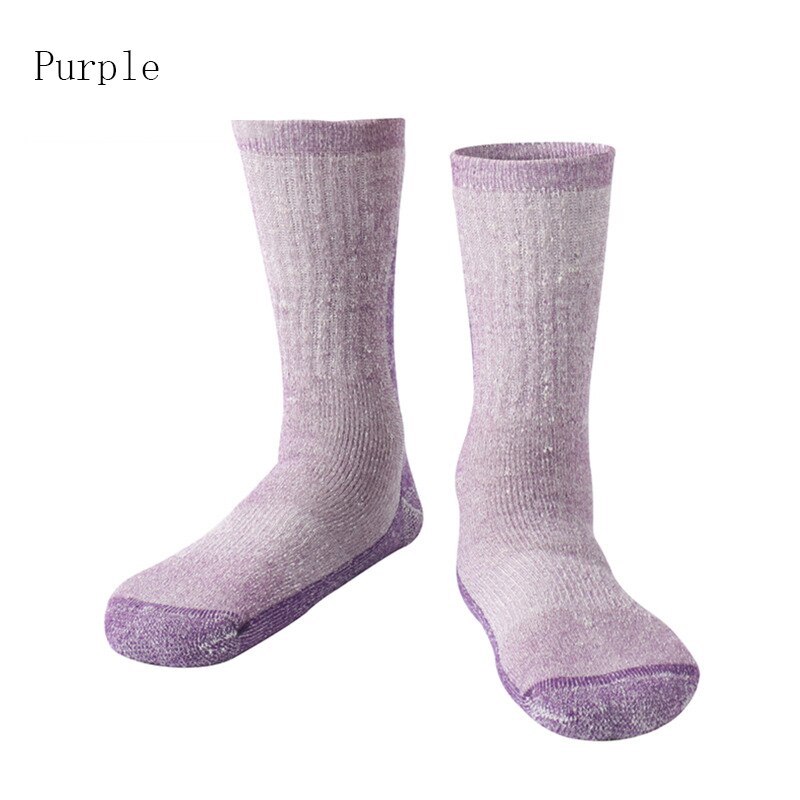 Inverno lã grossa manter wrm meias de esqui feminino apto para caminhadas ao ar livre esqui snowboard térmica esportes meia: purple