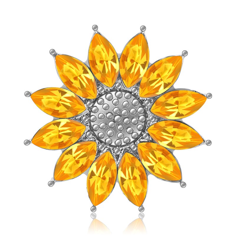 KZ3633 Schoonheid Strass Bloem Stijl Zonnebloem 18Mm Snap Knoppen Fit 18Mm Snap Armband Snap Sieraden: Yellow