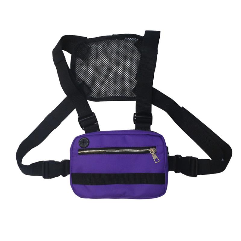 Männer Hüfte-hüpfen Brust Tasche Außen Oxford Taktische Streetwear Weste Brust Anlage Taschen Frauen Funktionale Weste Brust Dienstprogramm Pack #30: lila