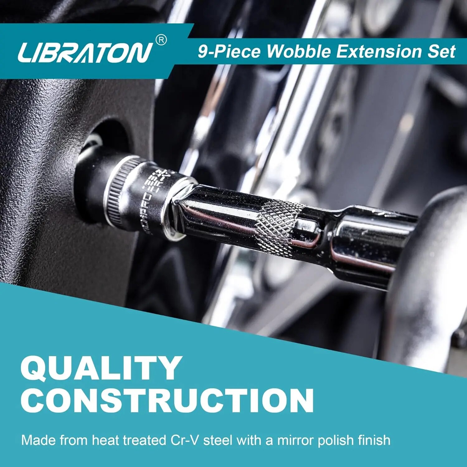 Libraton Wobble Extension Set Socket Extensions Set Ratchet Extensions 1/4" 3/8" 1/2" Wobble Extensions Drive Socket Extension