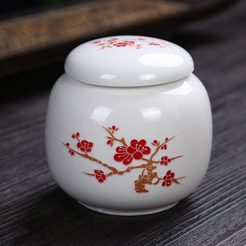 Chinese Pattern Ceramics Tea Caddy Portable Travel Tea Cans Tea Canister Sealed Storage Bottles Spice Food Jars Home Decor: N7