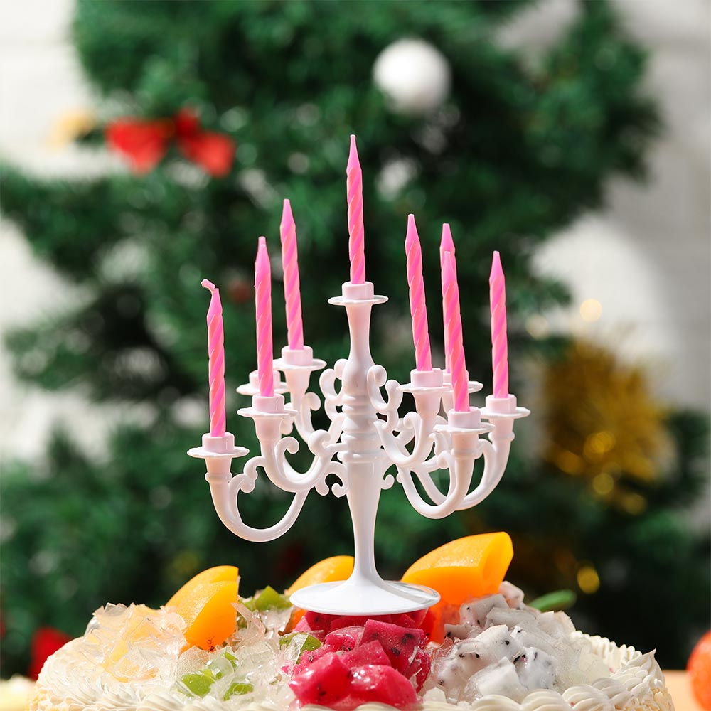 1 sett kandelaber lysestake bursdagskake topper wrappers med stearinlys til jul bryllup hjemmefest dekorasjonsutstyr