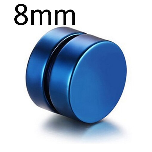 Runde SchöNe Kreis Nicht durchbohren 1PC Starke Magneten Magnet Ohr Mens Clip etwa6mm/8mm/10mm/12mm5 Farben Mädchen Ohrringe: 8mm Blau