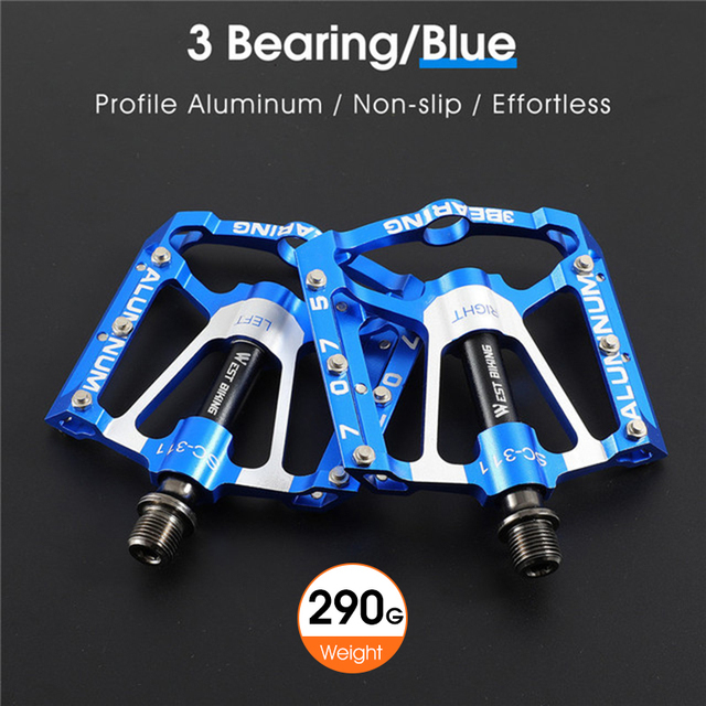 WEST BIKING Fahrrad Ultraleichtpedal 3-Lager-Pedale Aluminiumlegierung CRMO Radfahren Trittbrett für BMX MTB Fahrradpedale Zubehör: Licht Grau