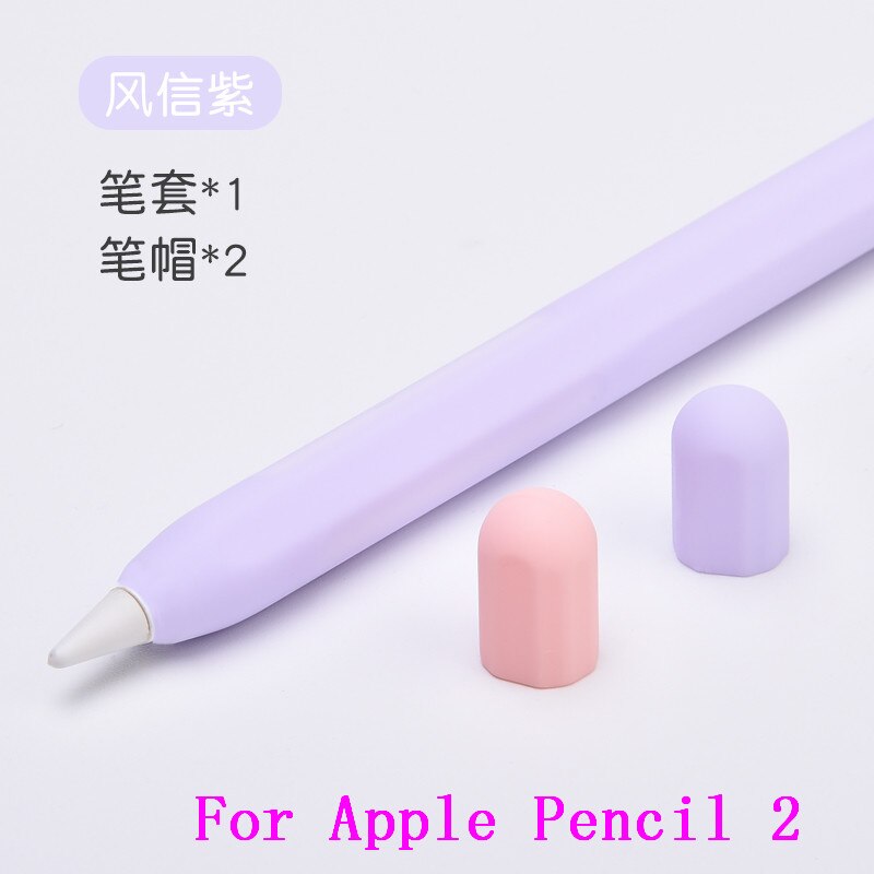 Cukierki miękkiego silikonu piórnik dla Apple ołówek 2 1 rysik Tablet pióro ekran dotykowy rysunek pióro pokrywa dla iPad ołówek: Purple For pencil 2