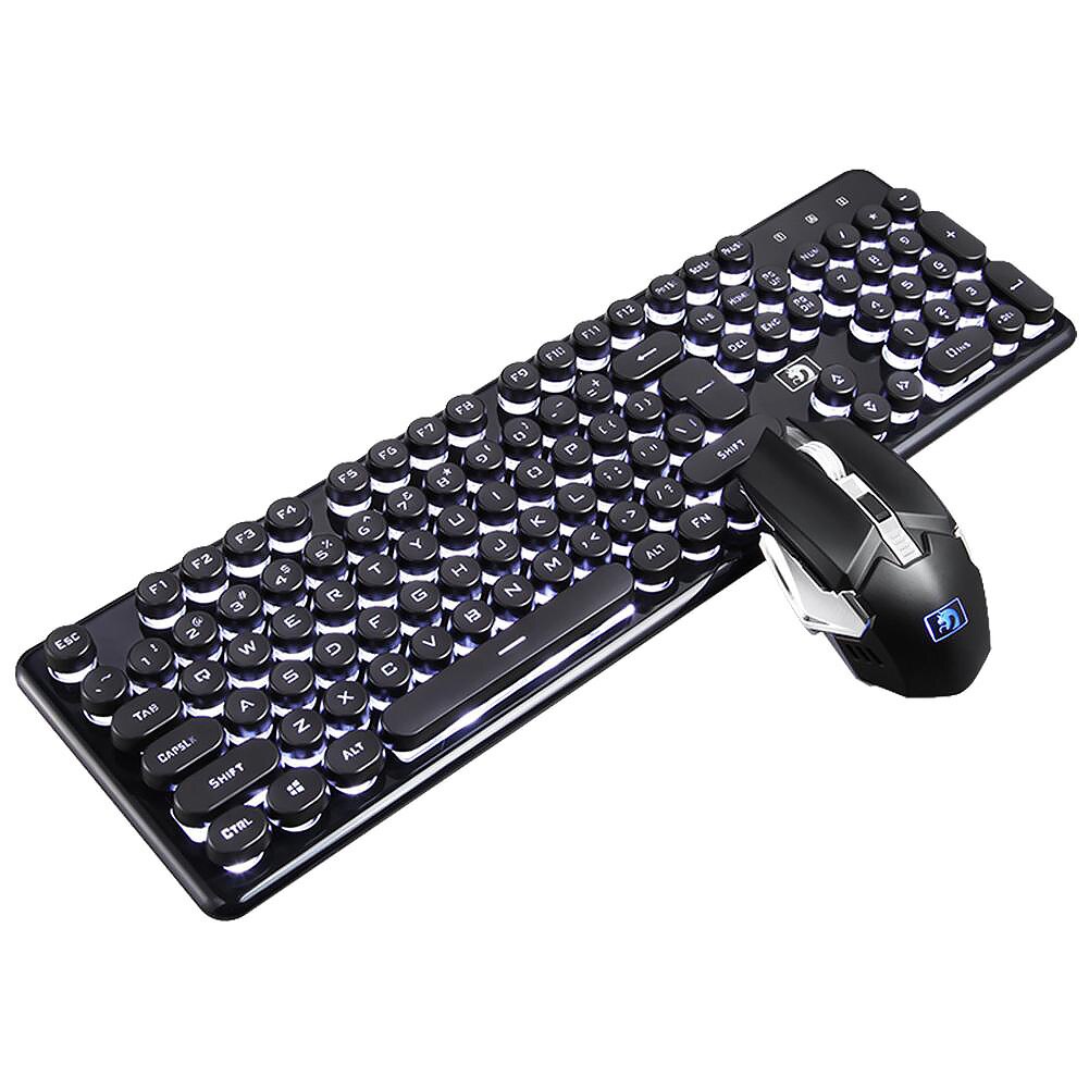 Rainbow Wireless Home Ergonomic 2400DPI Gaming Waterproof Colorful Cool Keyboard Mouse Combo Backlit Rechargeable PC For Xinmen: Blackwhite