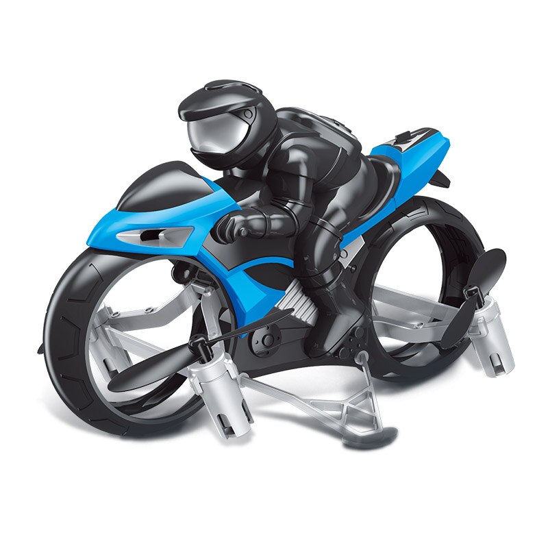 2.4g 4ch 2 in 1 motorcykel hovedløs fjernbetjening drone justerbar hastighed legetøj: Blå