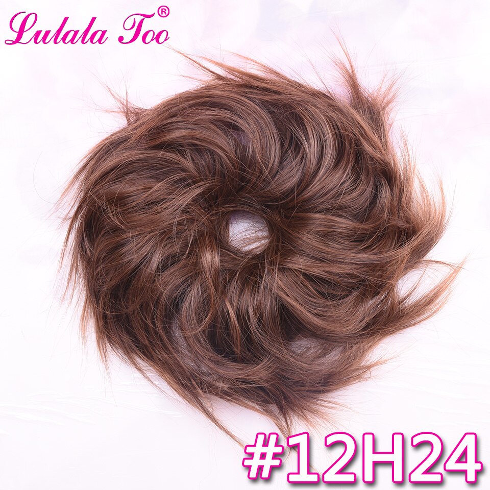 Lulalatoo 7 tommer rodet knold hår krøllet scrunchies kæde 45g elastik chignon bølget updo syntetisk hårstykke til kvinder: 12 timer 24