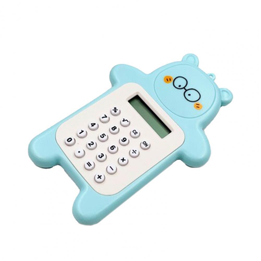 Electronic Calculator Adorable Bear Shape Plastic Lively Face Calculator with Hanging Hole Office Supplies: Green