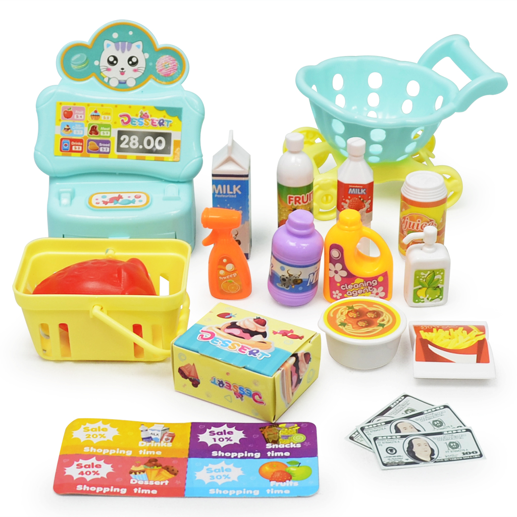 Educatief Supermarkt Pretend Play Speelgoed Set 17 Pcs-Bevorderen Leren, Hand Oog Coördinatie, fijne Motoriek