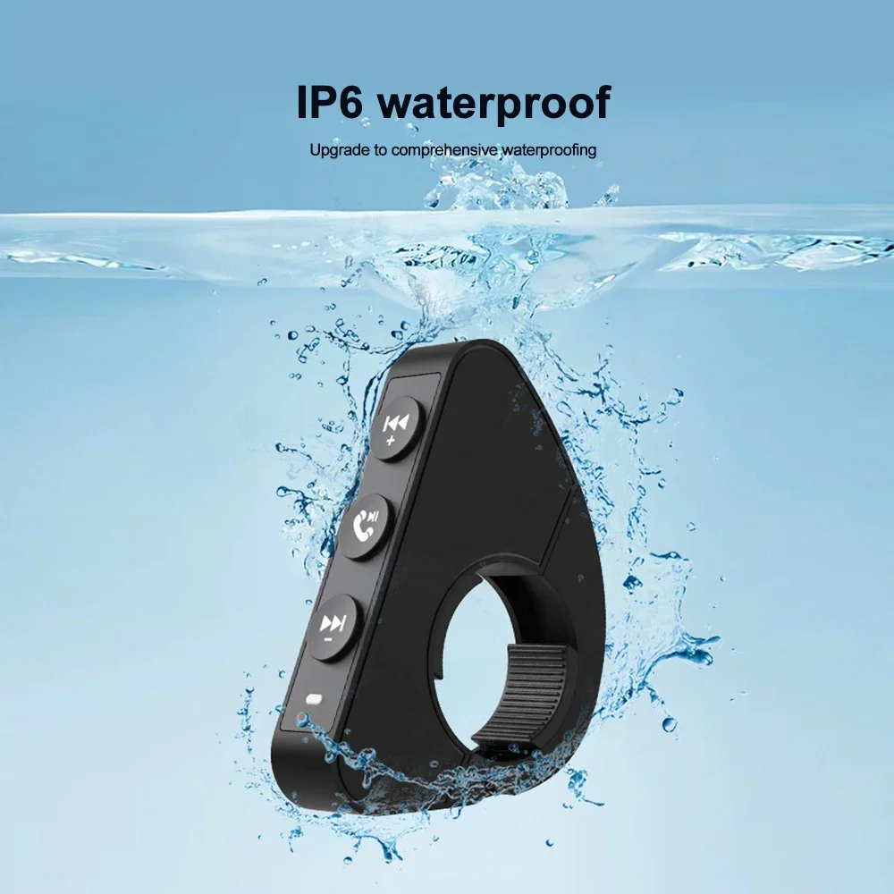 Kebidumei Bluetooth 5.3 Stuur Afstandsbediening Voor Motorhelm Headset Waterdichte Draadloze Media Control Universeel