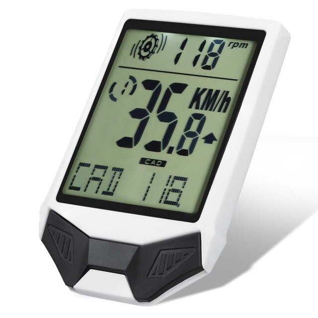 Multifunctionele fietscomputer 2.8 inch groot scherm cadans hartslag led lichtgevende lange heldere mountainbike snelheidsmeter: Wit